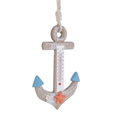 WOODEN ANCHOR THERMOMETER 16X2X23CM HM843541