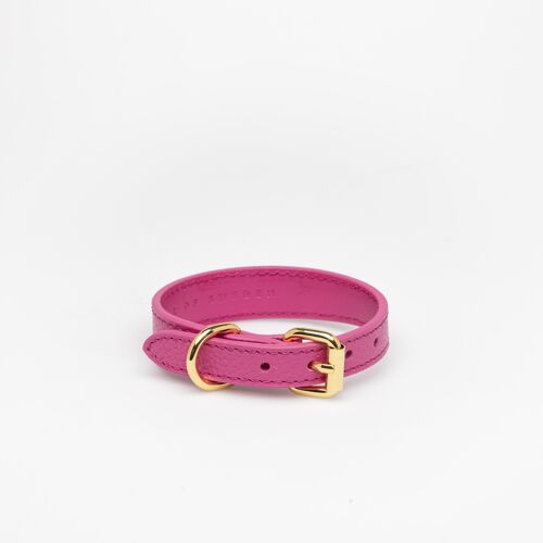 Hot Pink Leather Collar-Small Thin