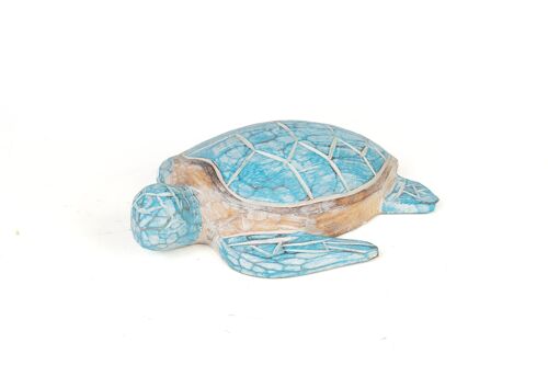 TORTUGA MADERA TURQUESA 17X23X6CM HM47580