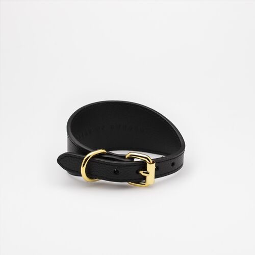 Black Leather Collar-XS Wide