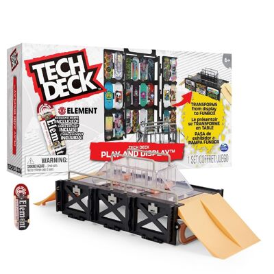 Verwandelbare Tech-Dech-Box zum Spielen und Präsentieren von Skateboards
