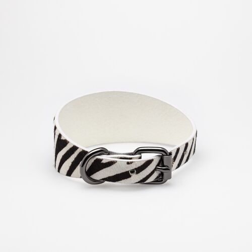 Zebra Leather Collar-Medium Wide