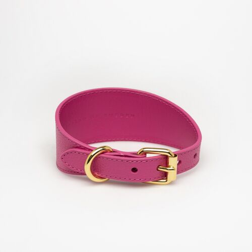 Hot Pink Leather Collar-Medium Wide