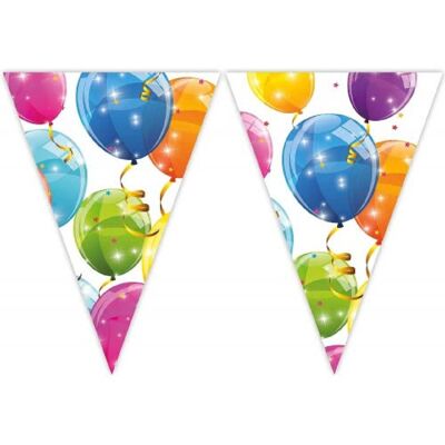 Banner mit 9 Wimpeln und Luftballons zum Geburtstag