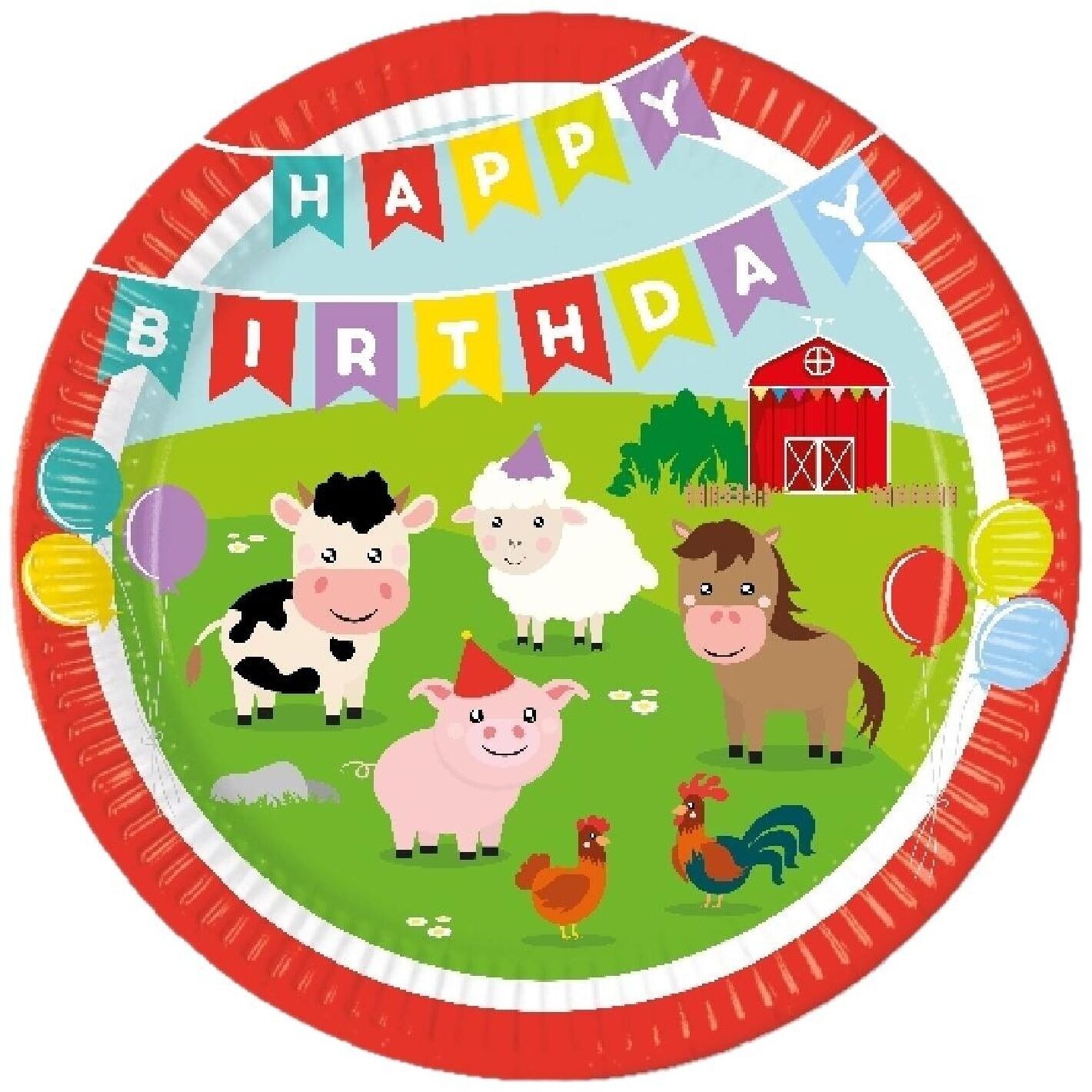 8 Farm Animal Plates 23cm