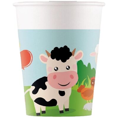 8 Gobelets Animaux de la Ferme 200ml