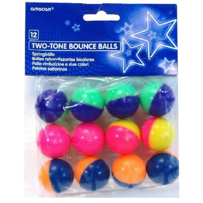 Bag of 12 Mini Two-Tone Bouncing Balls