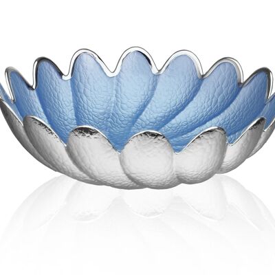 Cuenco de Vidrio Coloreado y Plata Ø 15 cm Línea "Torchon Celeste Perlato"