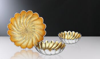 Bol en verre coloré et argenté Ø 23 cm Ligne "Torchon Gold" 2