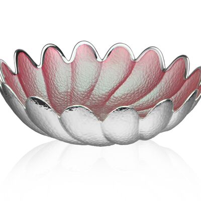 Cuenco de Vidrio Coloreado y Plata Ø 23 cm Línea "Torchon Flame"