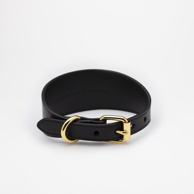 Schwarzes Lederhalsband-Medium Wide