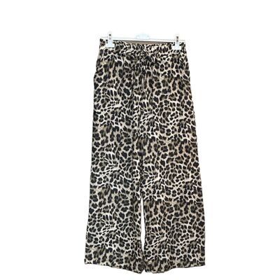 Pantaloni in garza di cotone leopardata