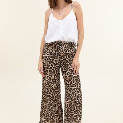 Leopard cotton gauze pants