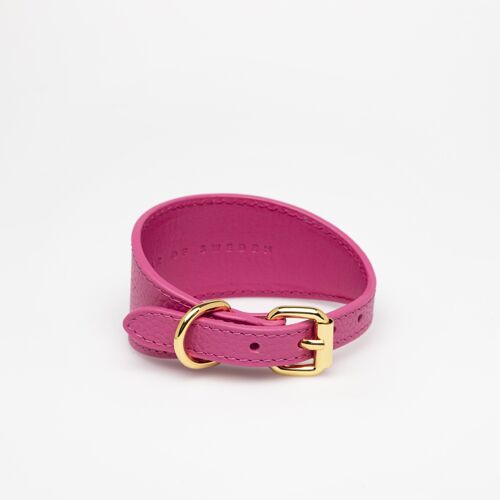 Hot Pink Leather Dog Collar-XS Wide