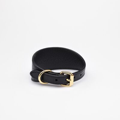 Black Croco Leather Collar-XS Wide