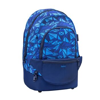 Sac à dos et sac banane Premium, cartable bleu glacier 2 pièces. 4