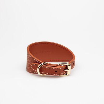 Cognac Leather Collar-XS Wide
