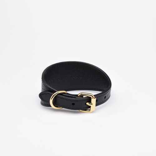 Black Croco Leather Collar-Small Wide