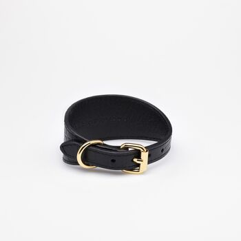 Collier en cuir croco noir-Petit large