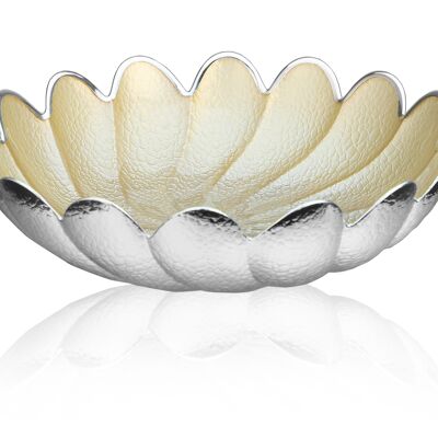 Colored and Silver Glass Bowl Ø 28 cm "Torchon Pearl Gold" Line