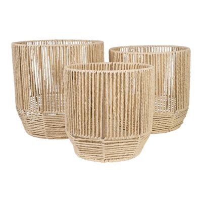 SET 3 VASI FIORIERA IN CORDA NATURALE 30X30X31CM HM843718000