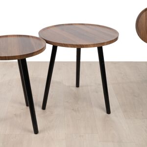 SET 2 TABLES EN BOIS PIEDS MÉTAL 50X50X50CM HM843724000