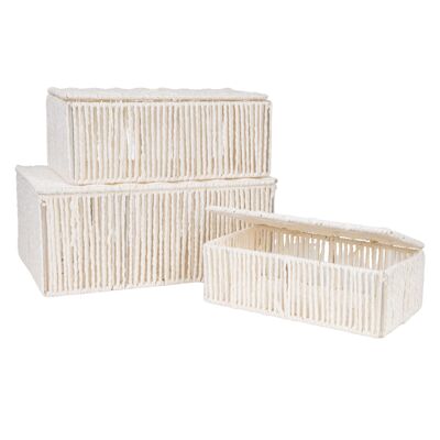 SET 3 WHITE ROPE BOXES 35X24X16CM HM843720000