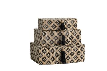 SET 3 BOITES FIBRE NATURELLE/BORLON 36X28X13CM HM472300000