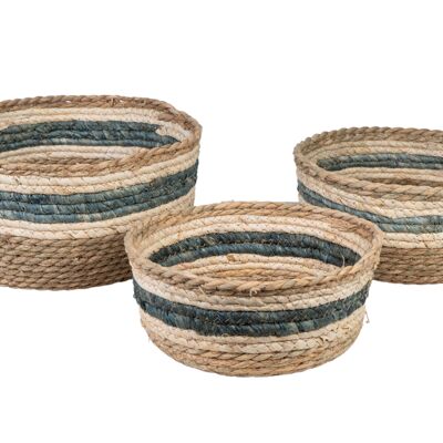 SET 3 CESTI IN CORDA A RIGHE BLU HM843753