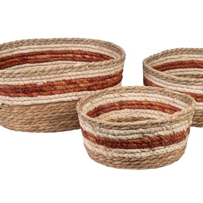 SET OF 3 RED STRIPED ROPE BASKETS HM843754