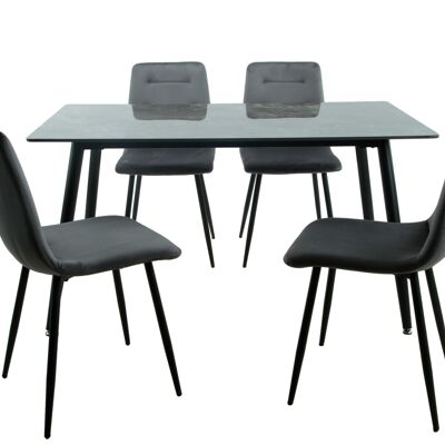 SET 4 CHAIRS + TABLE CERAMIC/METAL COVER 140X80X76CM HM1217