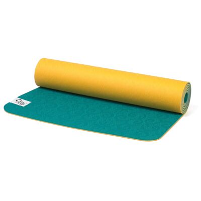 Kostenlose WEICHE 6 mm Yogamatte – Gelb/Pfau