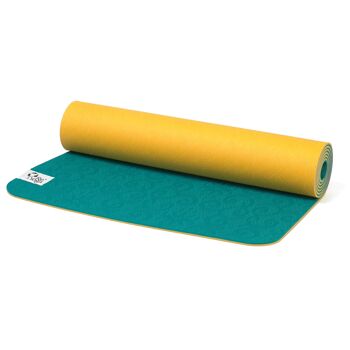 Tapis de yoga SOFT 6 mm gratuit - jaune/paon 1