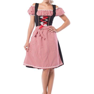Oktoberfest Dress Anne-Ruth Long Red/Black - 5XL/50