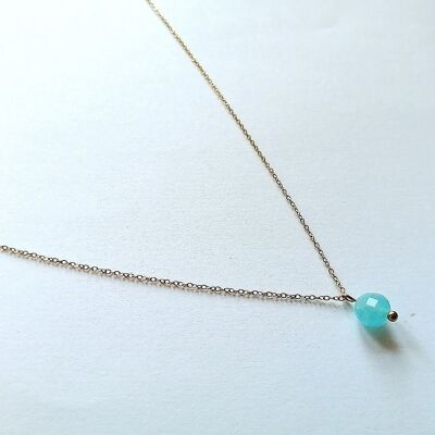 Delicate Gold Stainless Steel Necklace with Amazonite Pendant