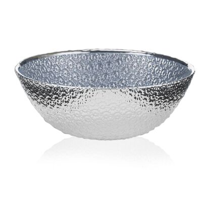 Cuenco de Vidrio Coloreado y Plata Ø 16 cm Línea "Flores Celeste Perlato"
