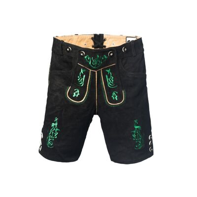 Lederhose Otto Short Black/Green - L/52