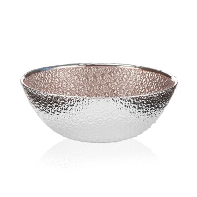 Colored and Silver Glass Bowl Ø 16 cm "Flores Cipria Perlato" Line
