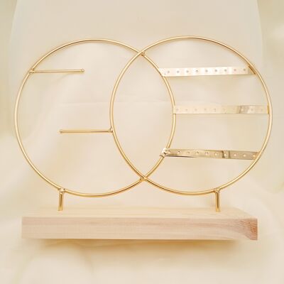Gold display for double circle earrings