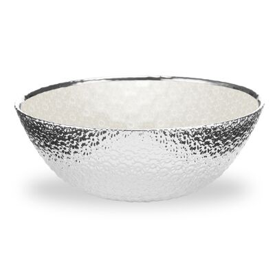 Colored and Silver Glass Bowl Ø 16 cm "Flores Madreperla" Line