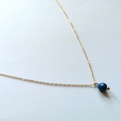 Delicate gold stainless steel necklace and Lapis Lazuli pendant