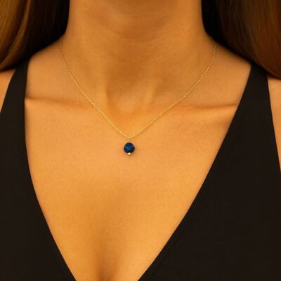 Collier délicat en acier inoxydable doré et pendentif en Lapis-Lazuli