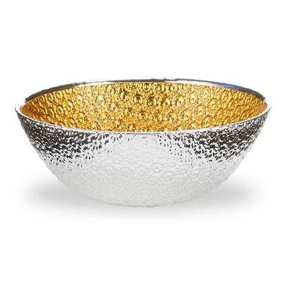 Colored and Silver Glass Bowl Ø 16 cm "Flores Oro" Line