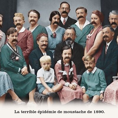 Carte postale - La terrible épidémie de moustache de 1890.