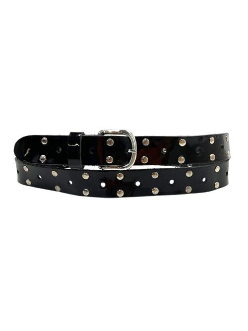 Belt Leather Laque Silver Studs