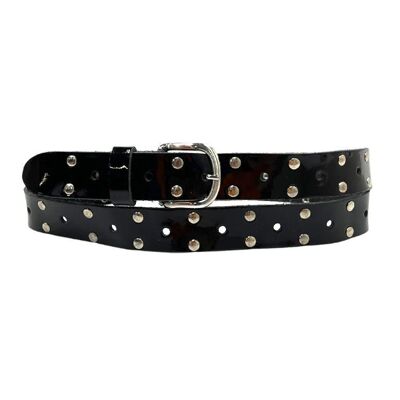 Belt Leather Laque Silver Studs