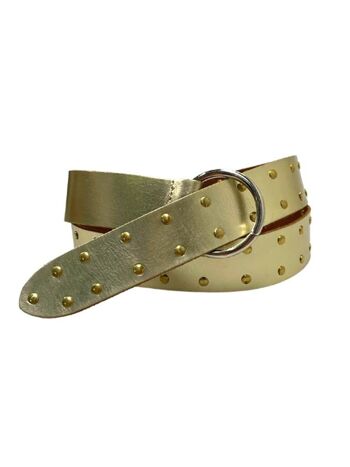 Ceinture Cuir Limitée Longue Clous Dorés 1