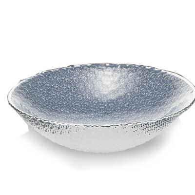 Colored and Silver Glass Bowl Ø 20 cm "Flores Celeste Perlato" Line