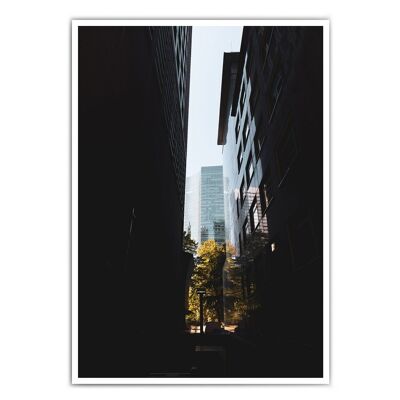 Cartel de Frankfurt: vista a través de los rascacielos