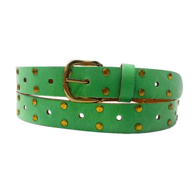 Belt Leather Long Gold Studs